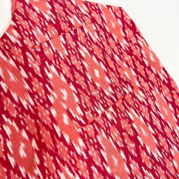 Joie Tank Shift Dress Women's Medium Silk Ikat Print Chest Pocket Lined Mini - Picture 5 of 9